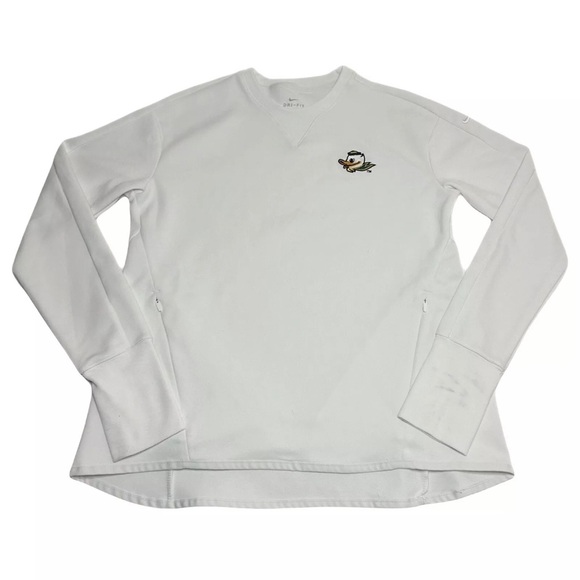 Nike Oregon Ducks Dri Fit UV Crewneck Sweater Sweatshirt Women’s Small White - Picture 1 of 12